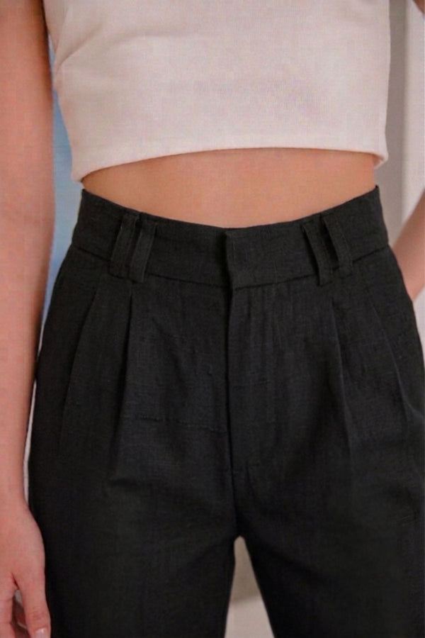 Calça Alfaiataria Slim Linho Preta