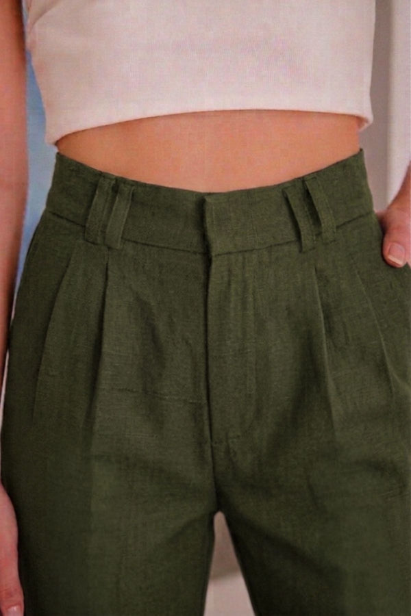 Calça Alfaiataria Slim Linho Verde