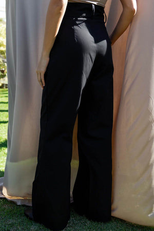 Calça Alfaiataria Pantalona Algodão Preta