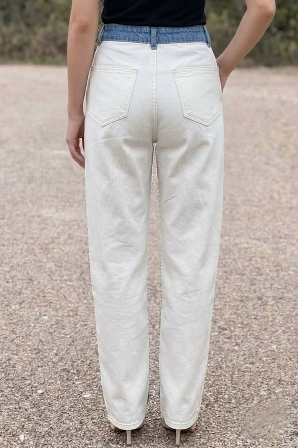 Calca Bicolor Jeans com off white