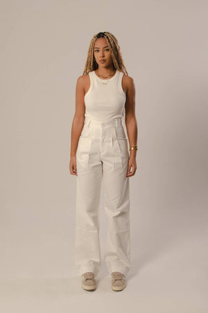 Calça Alfaiataria Reta Off White