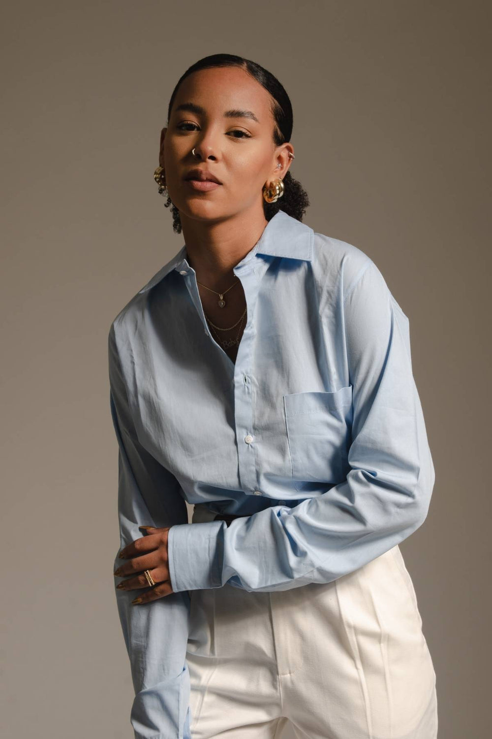 Camisa Algodão Azul Clara