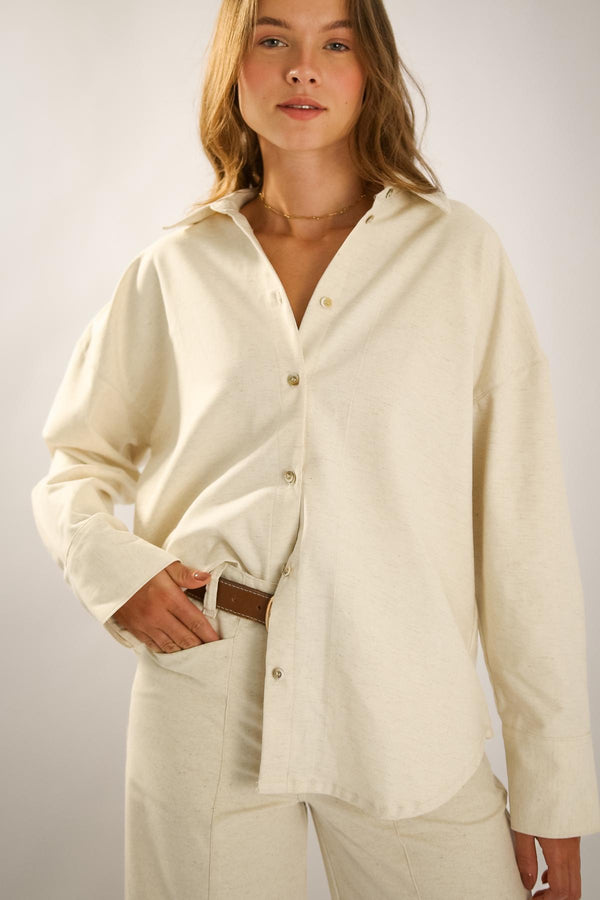 Camisa Ovesized Algodão Linho