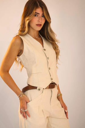 Colete Alfaiataria Algodão Linho