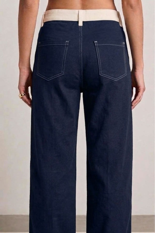 Calça Bicolor Off com Azul marinho