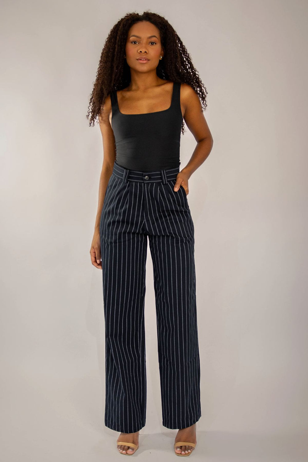 Calça Alfaiataria Algodão Risca de Giz