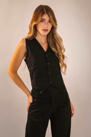 Colete Alfaiataria Algodão Preto