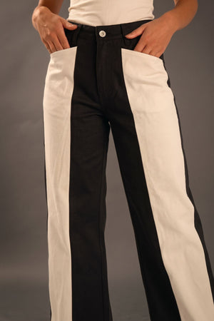 Calça Wide Leg Bicolor