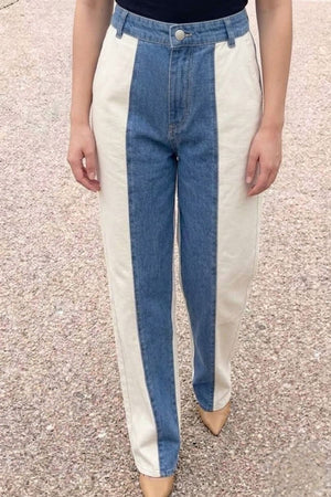 Calca Bicolor Jeans com off white