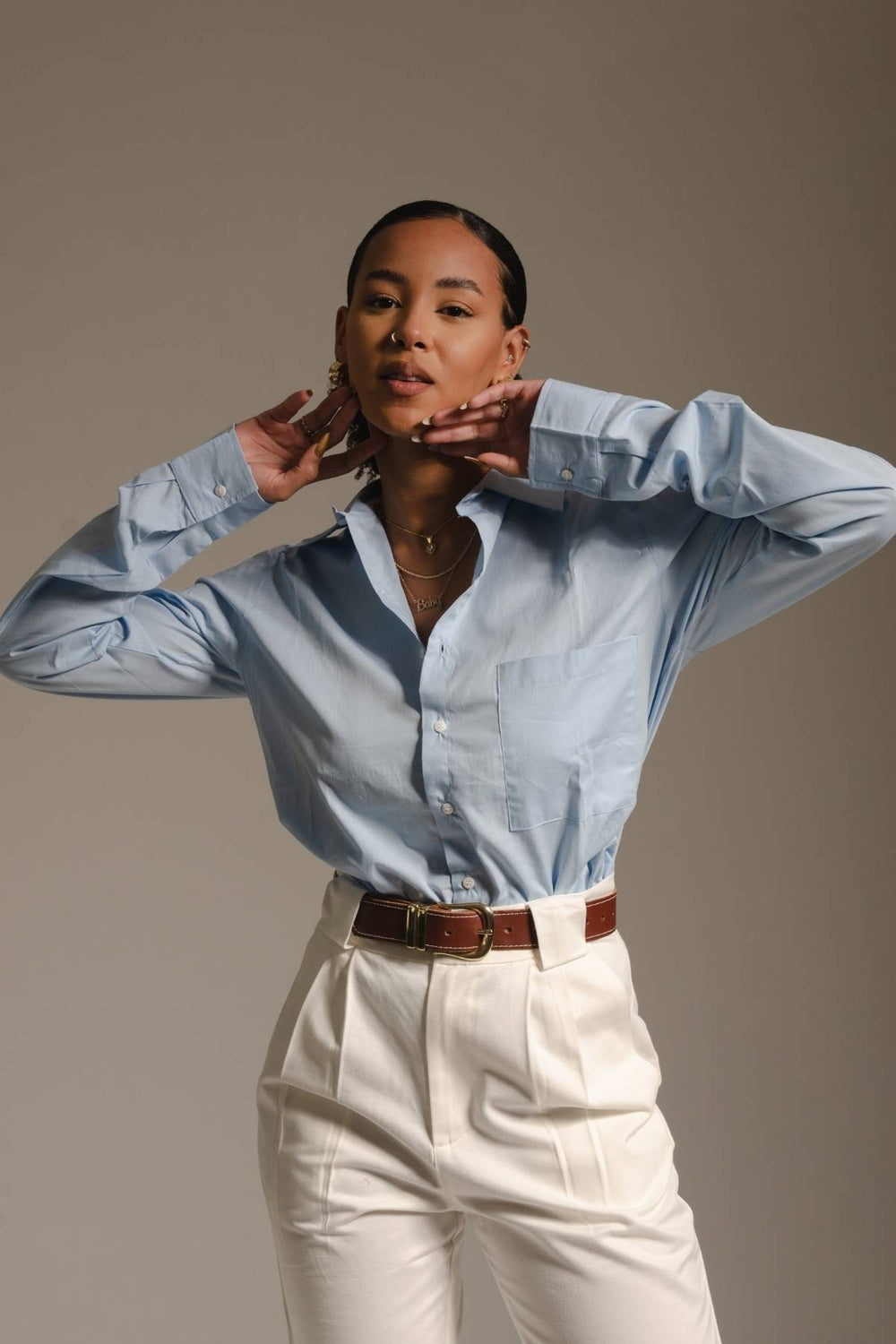 Camisa Algodão Azul Clara