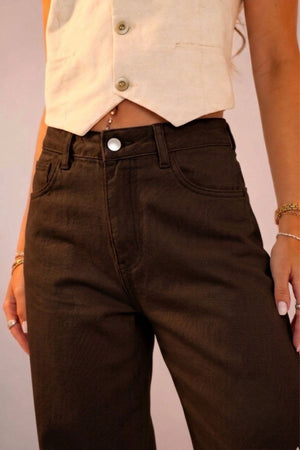 Calça Wide Leg Marrom