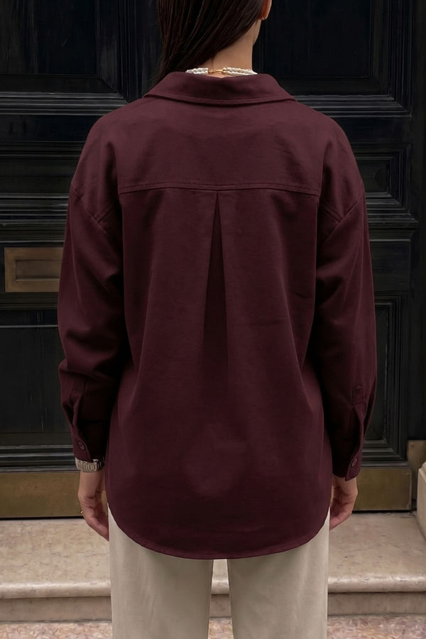 Camisa Fluida Viscose e Algodão Vinho