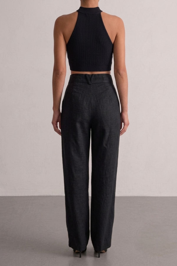 Calça Alfaiataria Slim Linho Preta