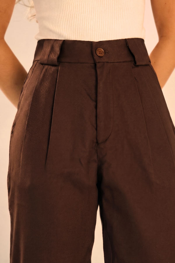 Calça Alfaiataria Algodão Marrom