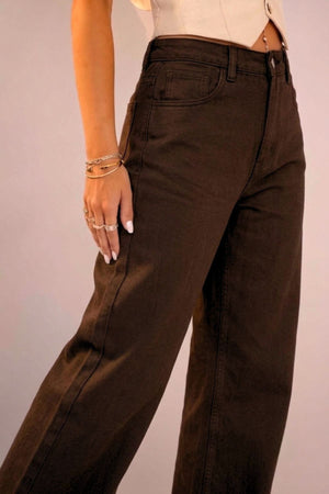 Calça Wide Leg Marrom