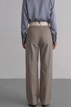 Calça Alfaiataria Reta Cinza com Off White