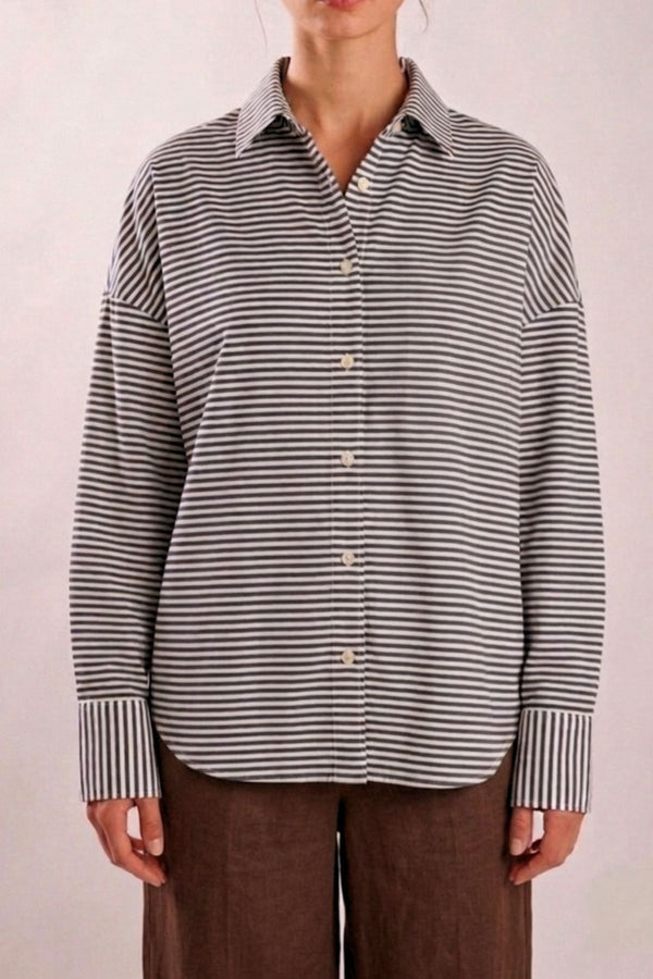 Camisa Algodão Listrada Azul