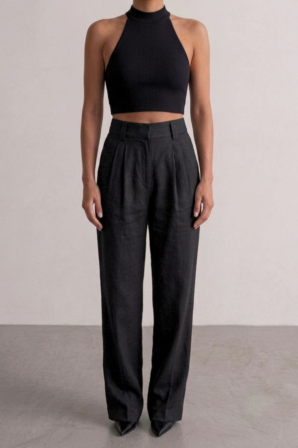 Calça Alfaiataria Slim Linho Preta