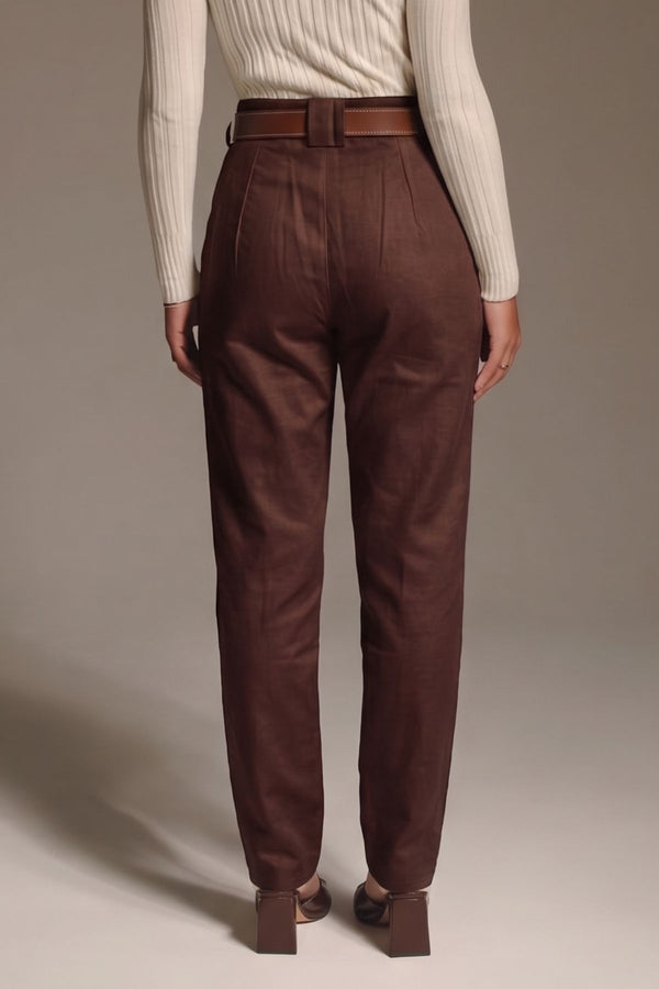 Calça Alfaiataria Algodão Marrom