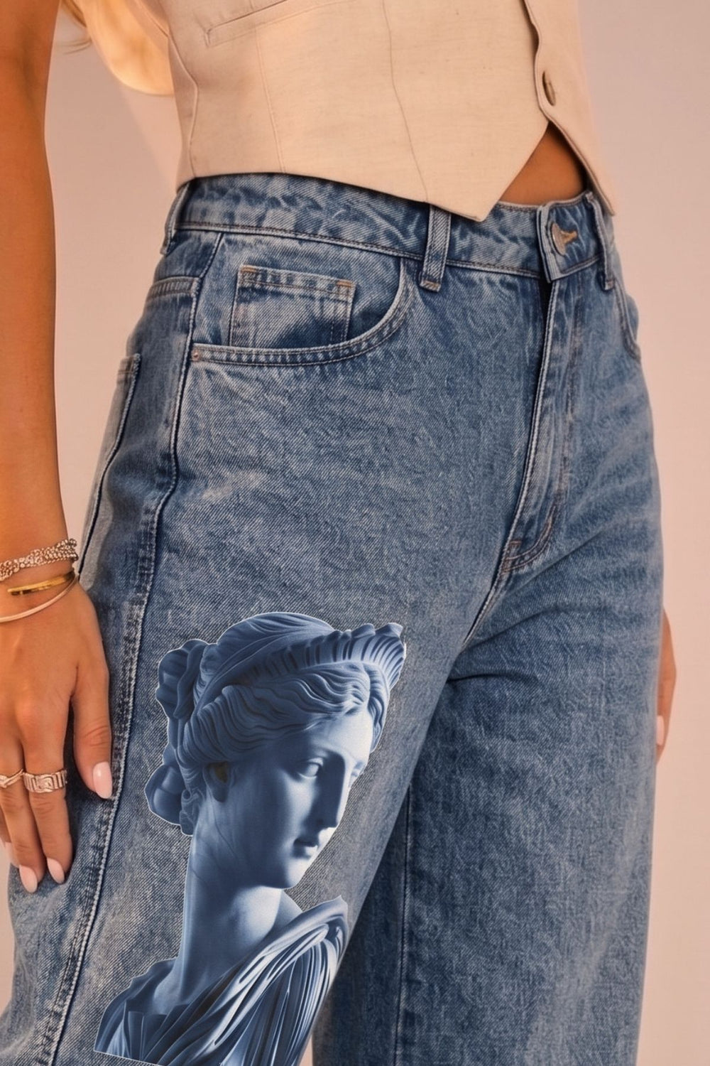 Calça Jeans Wide Leg Estátua Grega