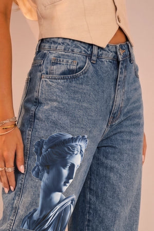 Calça Jeans Wide Leg Estátua Grega