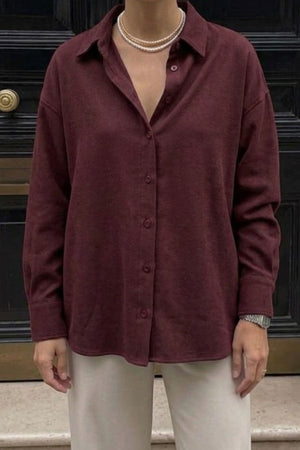 Camisa Fluida Viscose e Algodão Vinho