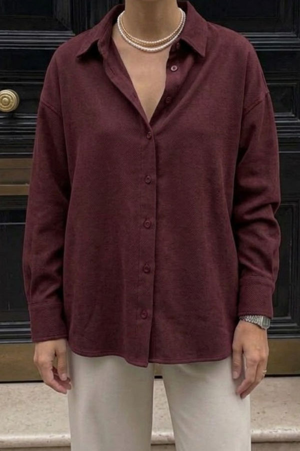 Camisa Fluida Viscose e Algodão Vinho