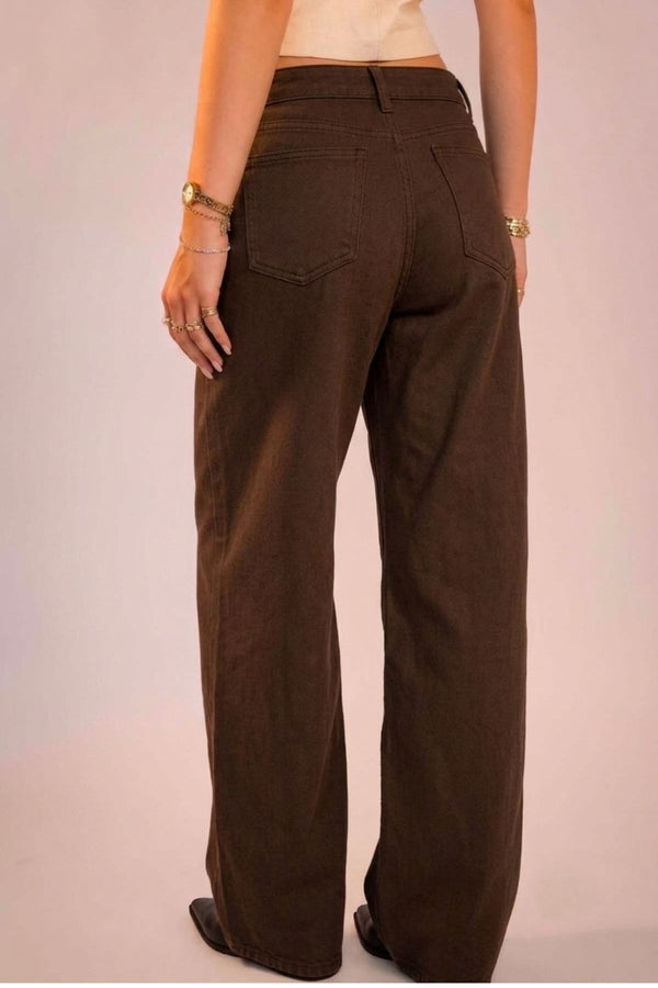 Calça Wide Leg Marrom