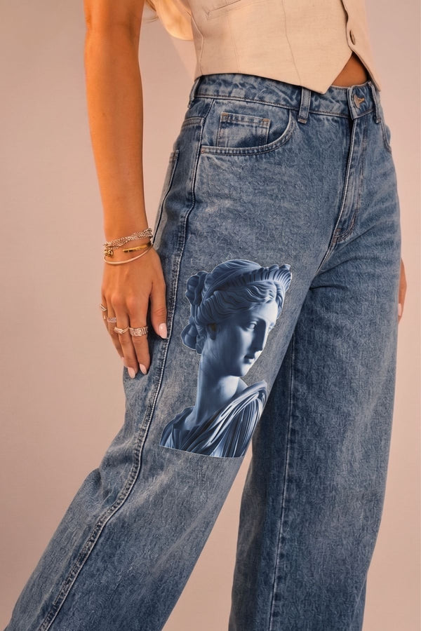 Calça Jeans Wide Leg Estátua Grega