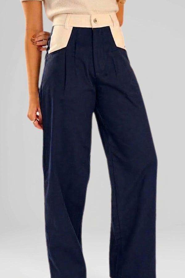 Calça Alfaiataria Reta Azul com Off White
