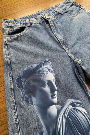 Calça Jeans Wide Leg Estátua Grega