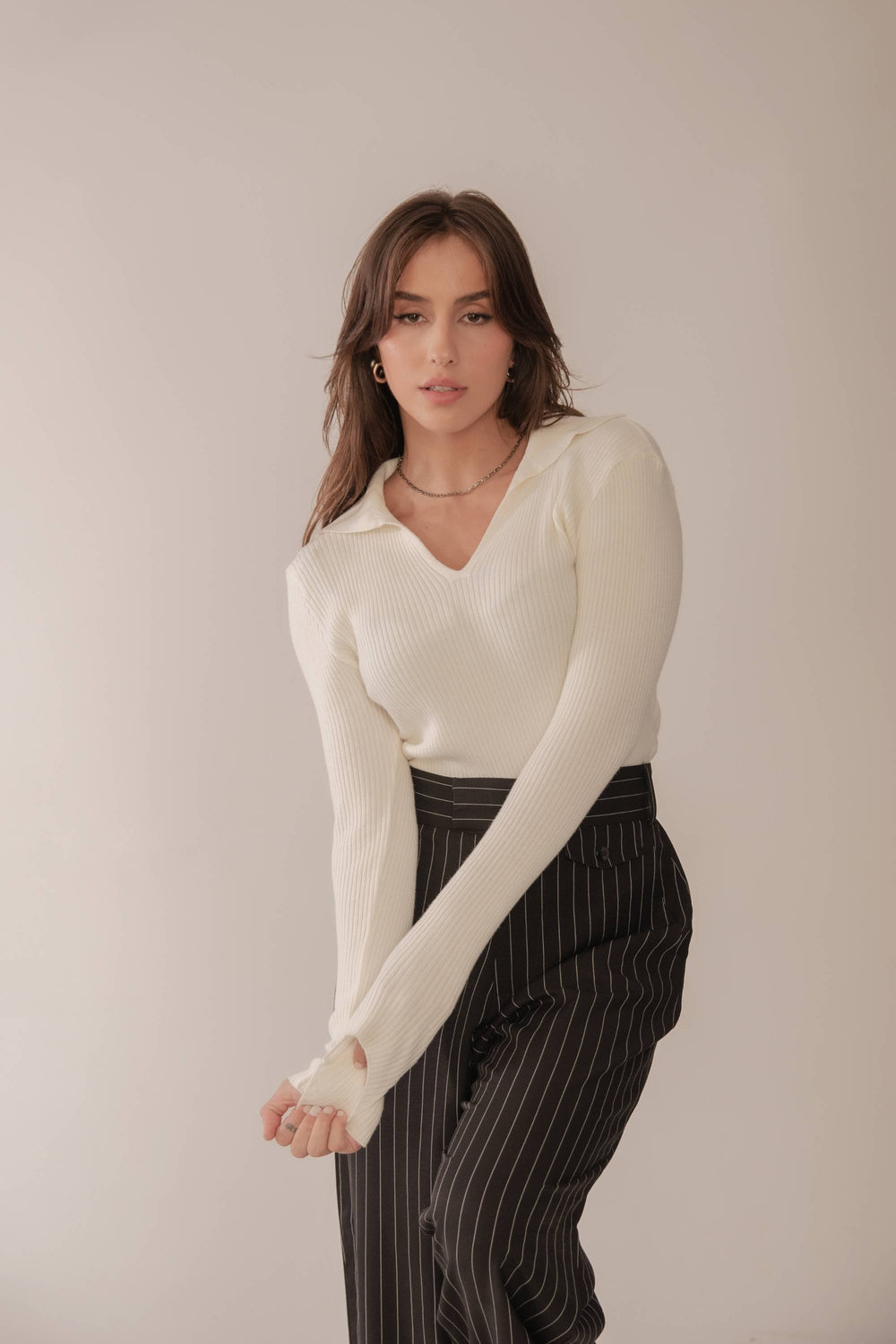 Blusa Tricô Polo Branco