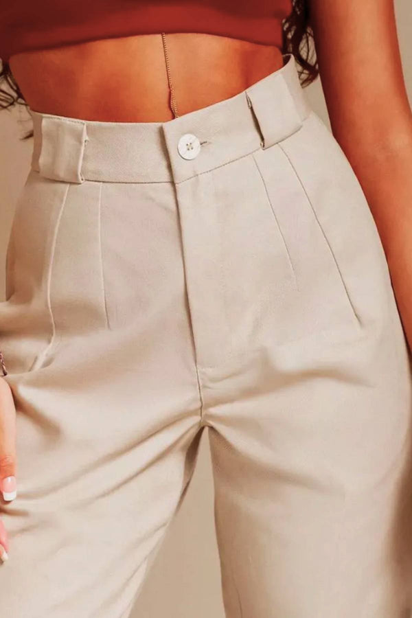 Calça Alfaiataria Algodão Bege