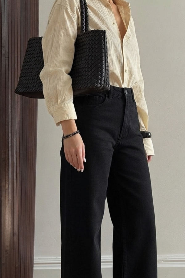 Calça Jeans Wide Leg Preta