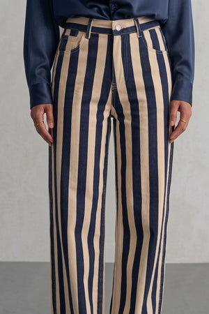 Calça Listrada Azul Marinho - Listra Grossa