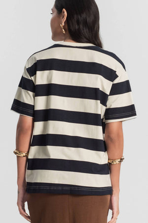 Camiseta Algodão Listrada Azul marinho