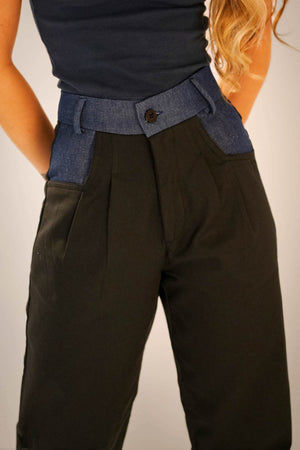 Calça Alfaiataria Reta Preta e Jeans