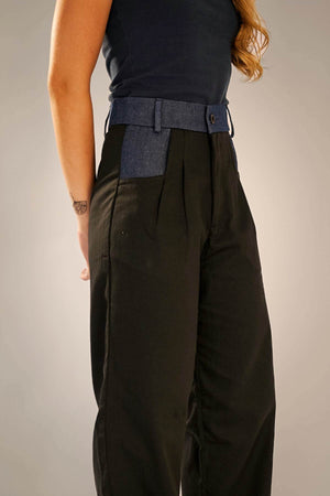 Calça Alfaiataria Reta Preta e Jeans