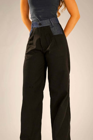 Calça Alfaiataria Reta Preta e Jeans