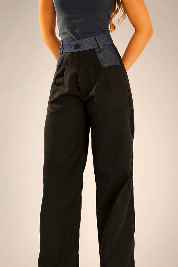 Calça Alfaiataria Reta Preta e Jeans