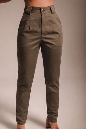 Calça Alfaiataria Algodão Verde Musgo
