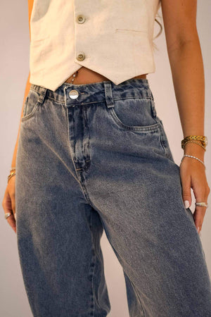 Calça Jeans Wide leg Marmorizada