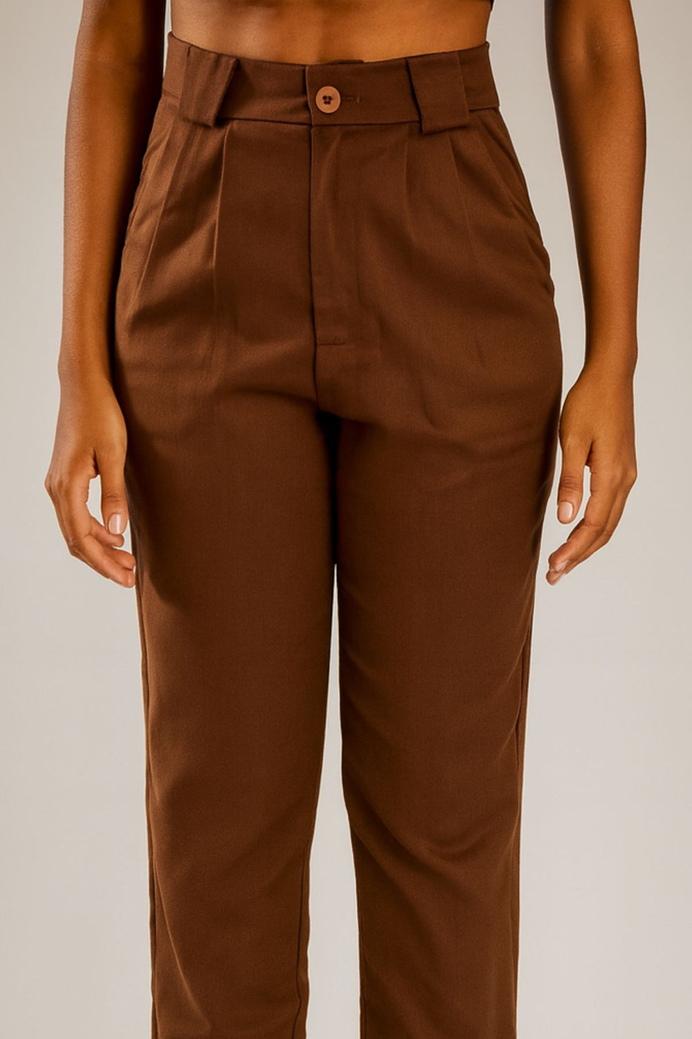 Calça Alfaiataria Algodão Marrom