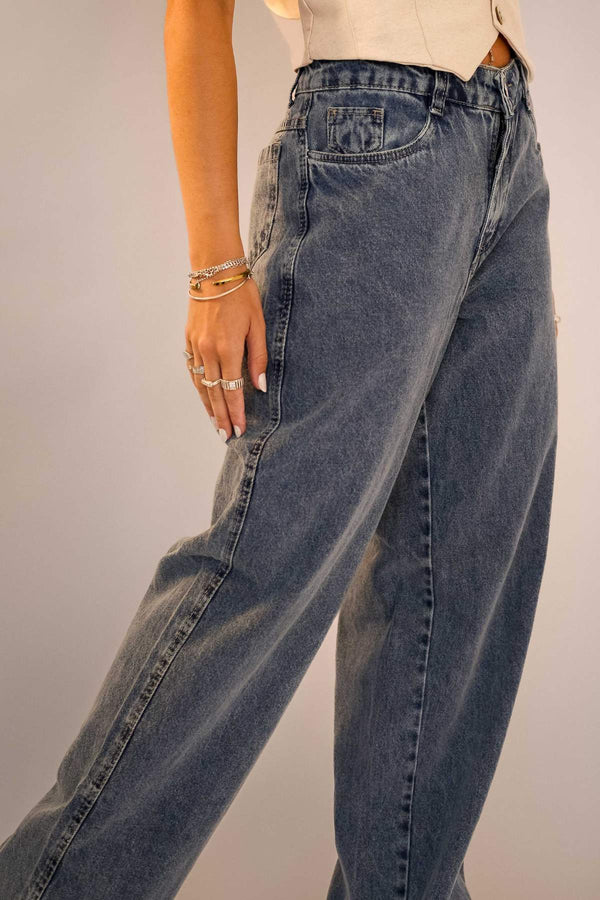 Calça Jeans Wide leg Marmorizada