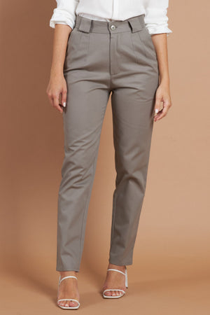 Calça Alfaiataria Algodão Cinza Claro