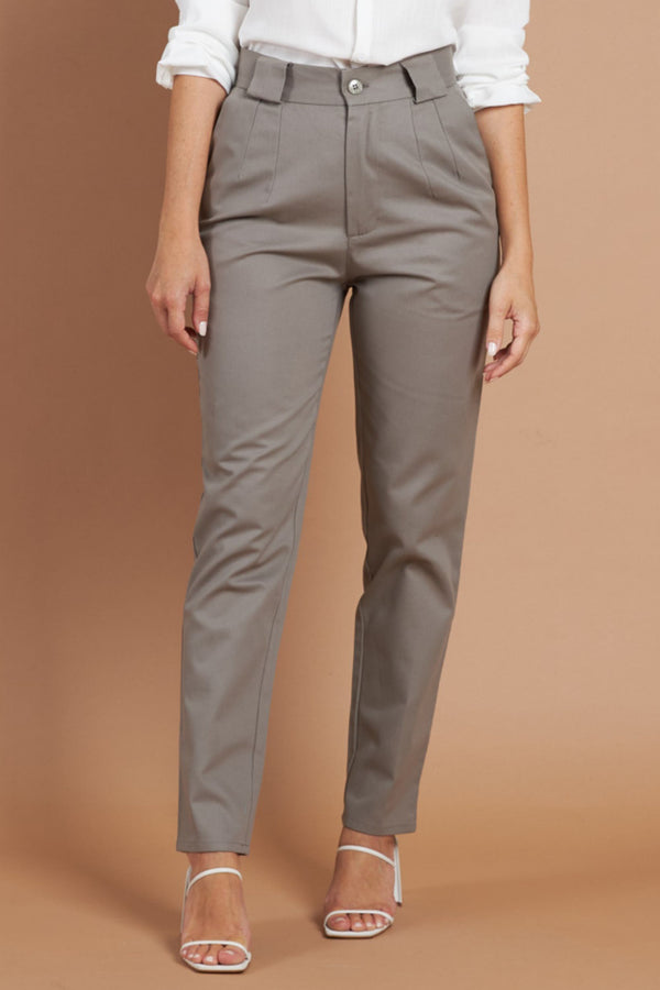 Calça Alfaiataria Algodão Cinza Claro