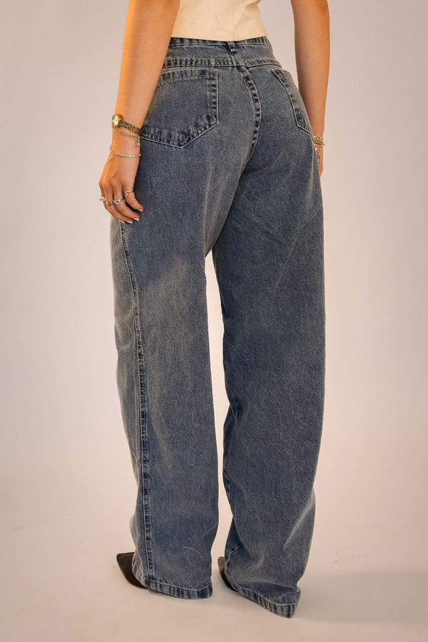 Calça Jeans Wide leg Marmorizada