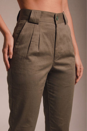 Calça Alfaiataria Algodão Verde Musgo