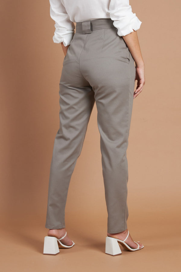 Calça Alfaiataria Algodão Cinza Claro