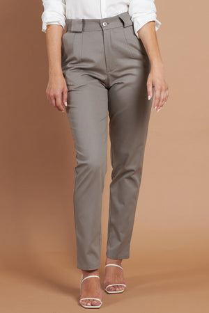 Calça Alfaiataria Algodão Cinza Claro